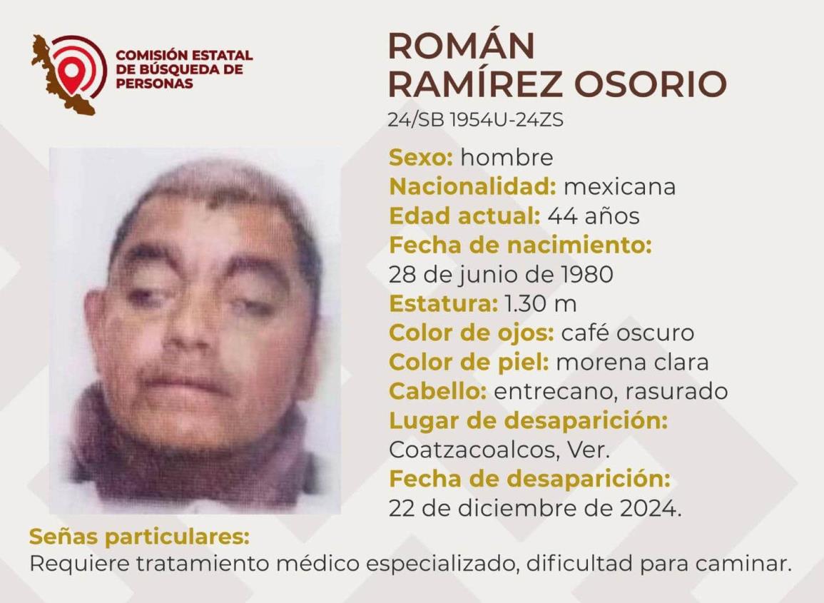 Román Ramírez Osorio, cumplirá una semana desaparecido en Coatzacoalcos