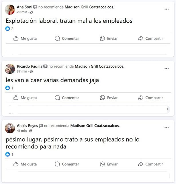 Linchan en redes sociales a conocido restaurante de Coatzacoalcos tras denuncia de exempleada