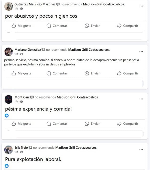 Linchan en redes sociales a conocido restaurante de Coatzacoalcos tras denuncia de exempleada