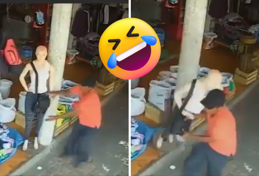 ¡Increíble! Ladrón intenta robar a un maniquí y se hace viral en redes | VIDEO