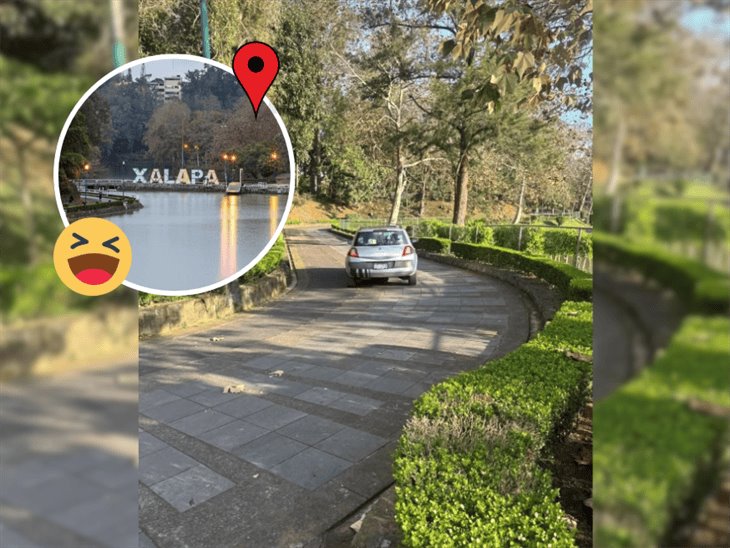 ¡Se confundió! captan auto deambulando en el paseo de los Lagos en Xalapa