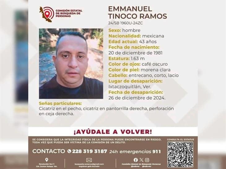 Emmanuel Tinoco, de 43 años, está desaparecido en Ixtaczoquitlán, ¡ayúdale a volver!