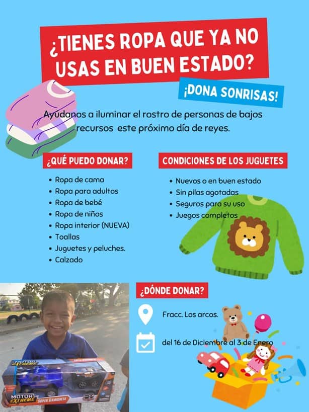 Emprenden campaña de acopio de ropa y juguetes para niños del Cascajal