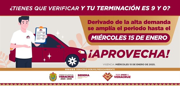 Amplían periodo de verificación vehicular en Veracruz hasta el 15 de enero