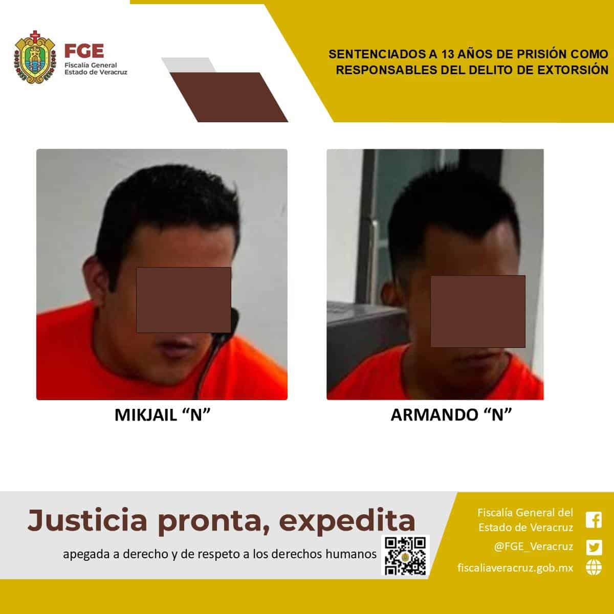 Extorsionadores pasarán 13 años en prisión; exigían 30 mil pesos de cuota en Las Choapas