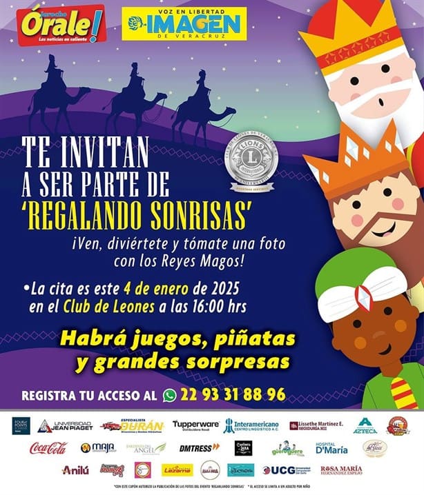 Imagen de Veracruz, Órale y Club de Leones invitan a gran evento de Día de Reyes