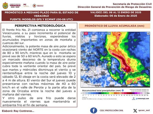 Frente Frío 21: hasta este día se prolongarán lluvias y fresco en Coatzacoalcos