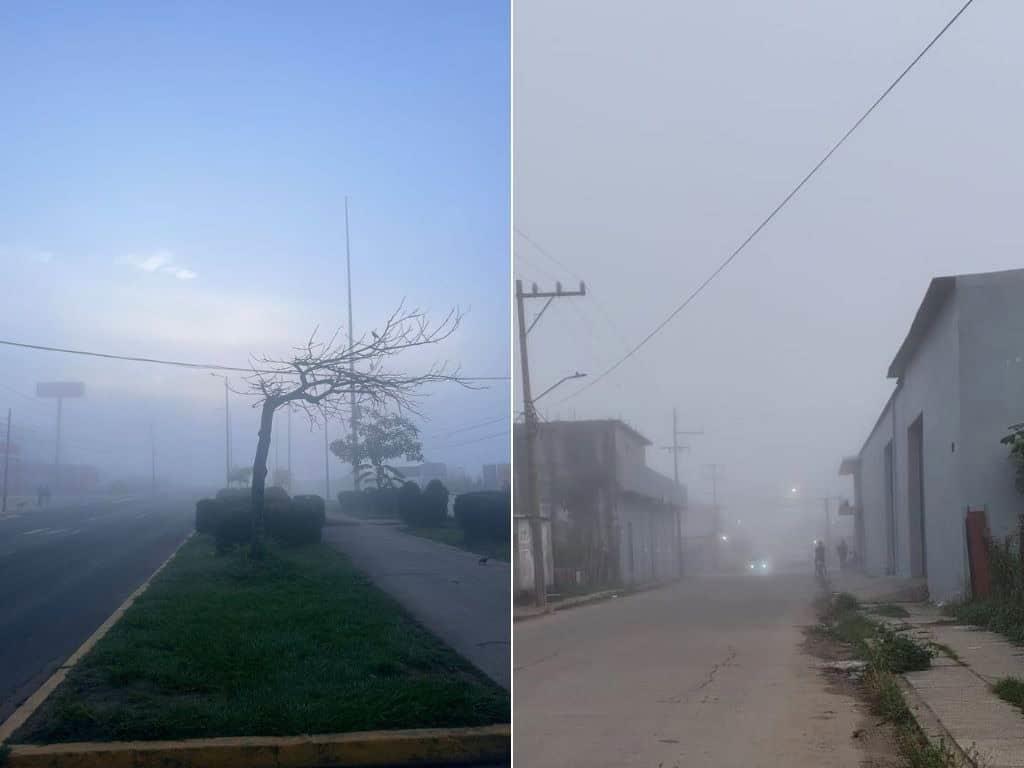 Previo a entrada de Frente Frío 21, densa neblina cubre Coatzacoalcos