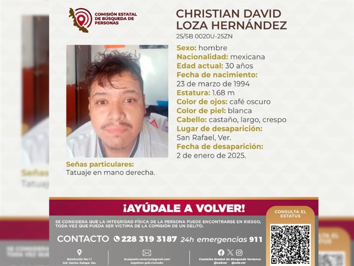 ¡Se busca!: Christian David es reportado como desaparecido en San Rafael 