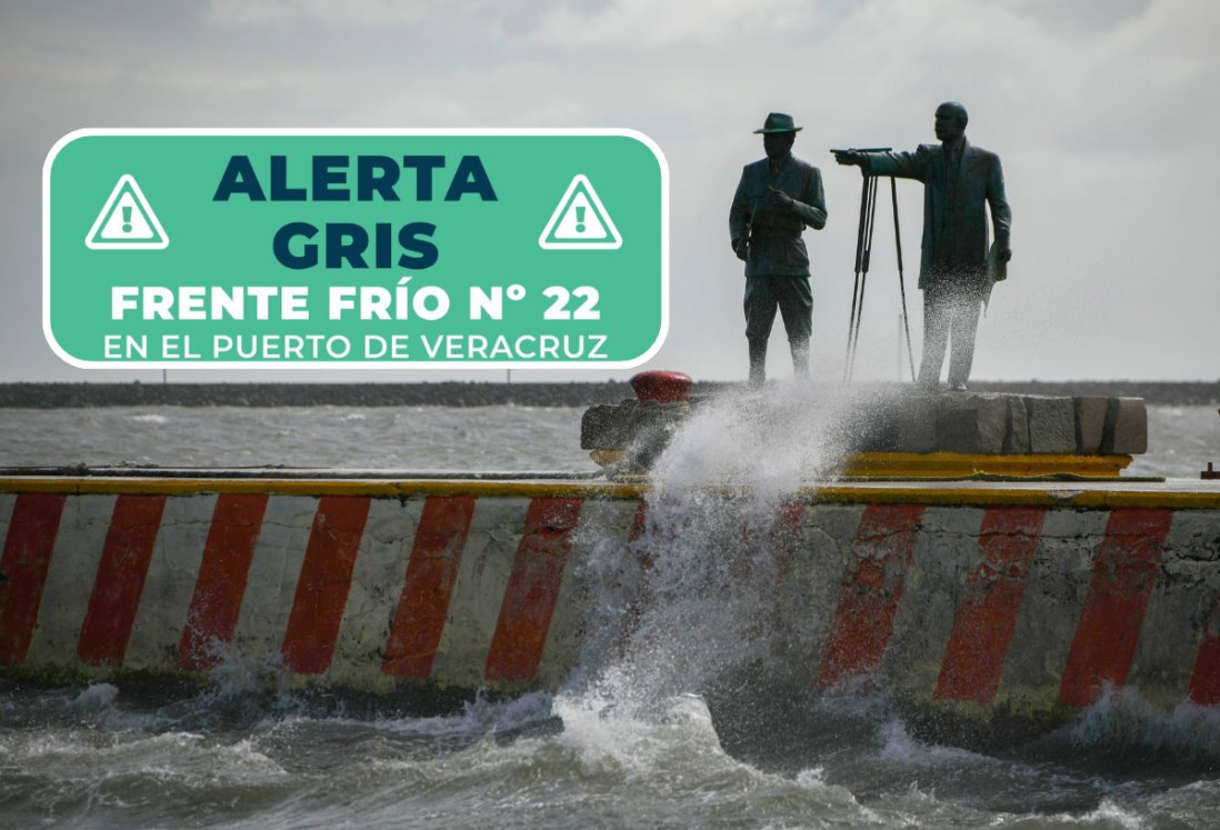 Emiten Alerta Gris por evento de norte con rachas de 110 km/h en Veracruz