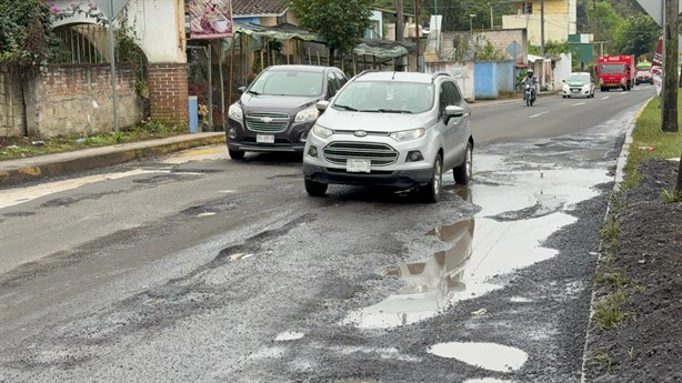 Ya son cráteres; nadie atiende los baches en la carretera Xalapa-Coatepec