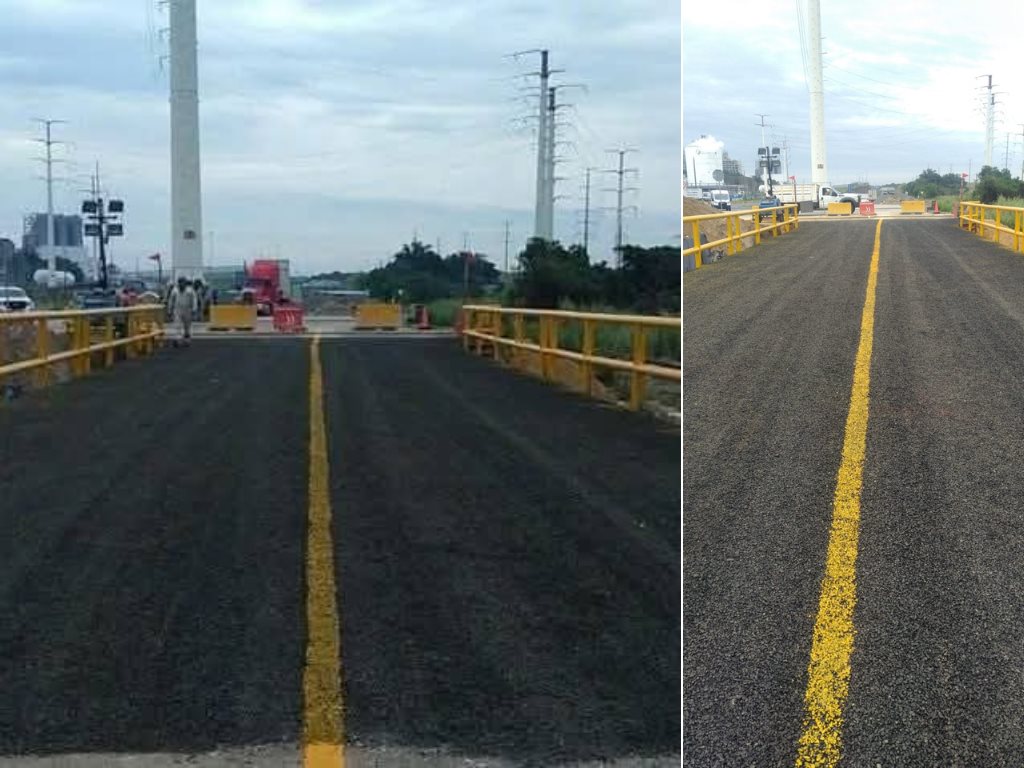 Inauguran puente dañado por Depresión Tropical 11-E en la zona industrial de Coatzacoalcos