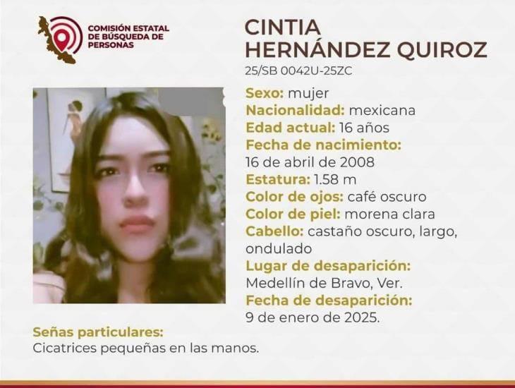 Desaparece Cintia Hernández de 16 años en Medellín de Bravo