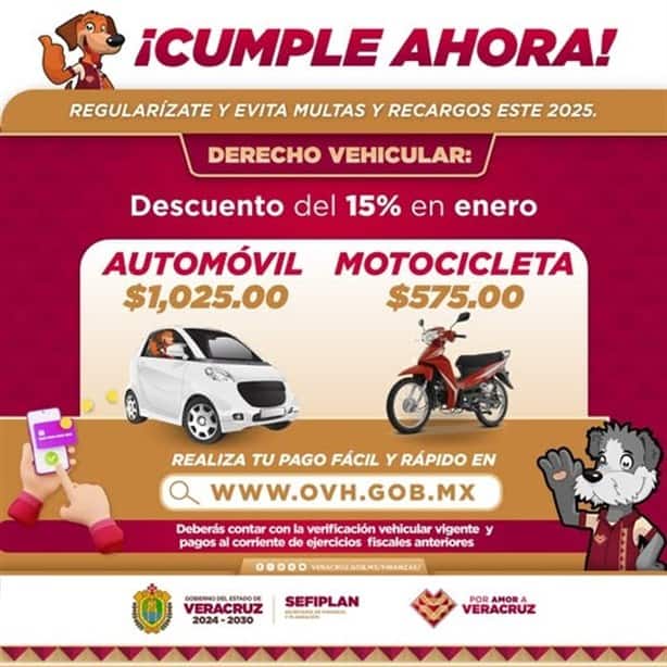 Derecho Vehicular Veracruz: esto deberás pagar en este 2025 si tienes motocicleta