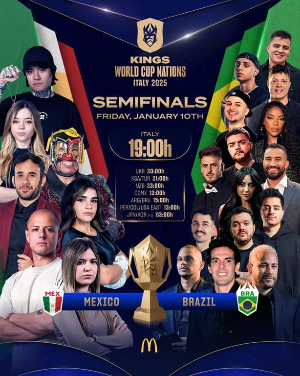 ¿Cuándo y dónde ver la Semifinal de la Kings World Cup Nations 2025 entre México y Brasil?