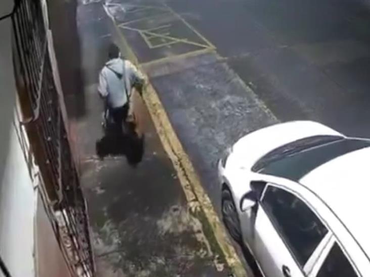 Hombre roba tapones de auto en calles del centro de Xalapa: claman seguridad (+ VIDEO)