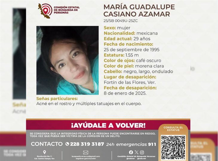 ¿La has visto?, María Guadalupe de 29 años está desaparecida en Fortín