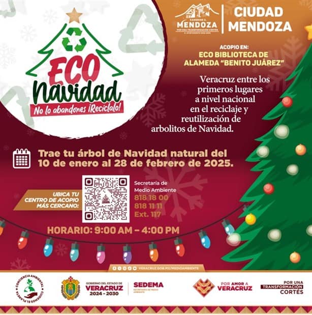 ¿Ya llevaste el tuyo?, instalan centro de acopio para árboles de Navidad en Ciudad Mendoza