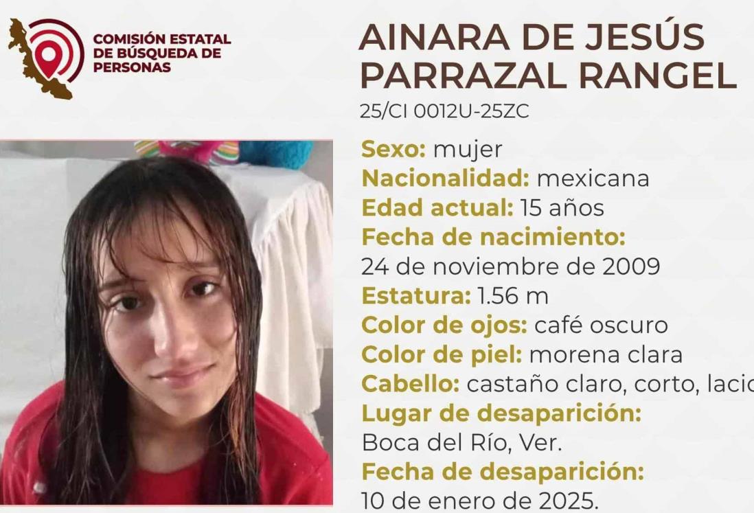 Desaparece la adolescente Ainara de Jesús Parrazal Rangel en Boca del Río