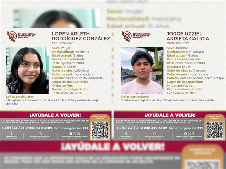 ¿Los has visto?: dos jóvenes 15 y 16 años están desaparecidos en zona centro de Veracruz