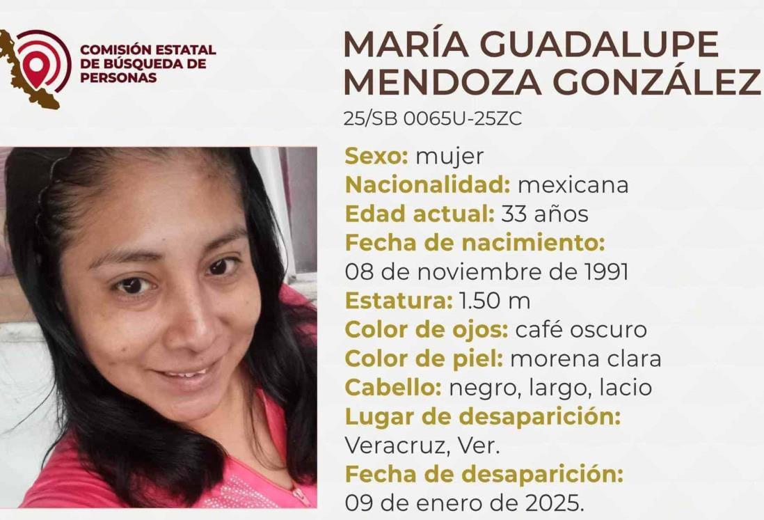 Desaparece María Guadalupe Mendoza en Veracruz; requiere tratamiento médico