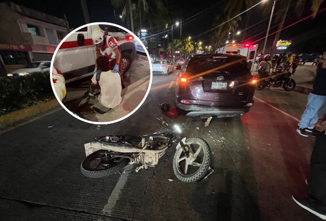 Motociclista intenta escapar dos veces tras chocar contra auto en Veracruz