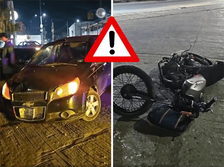 Motocicleta y auto se dan encontronazo en Martínez