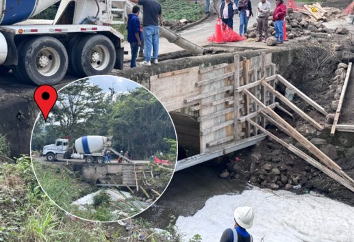 Comienza reparación del puente La Zopilotera en Coatepec; estaba a punto de colapsar