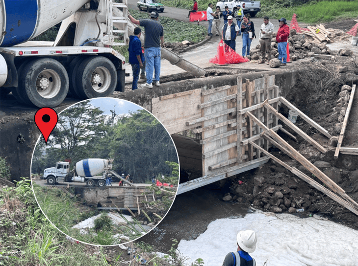 Comienza reparación del puente La Zopilotera en Coatepec; estaba a punto de colapsar