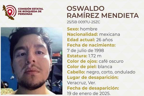 Familia busca al joven Oswaldo Ramírez Mendieta, desapareció en Veracruz