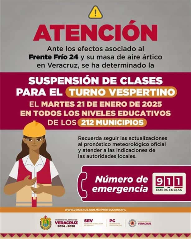 Suspenden clases en todo el estado por el norte en Veracruz