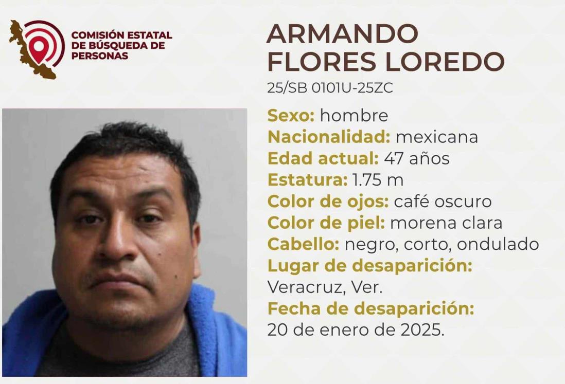 Familia busca a Armando Flores Laredo, desapareció en la ciudad de Veracruz