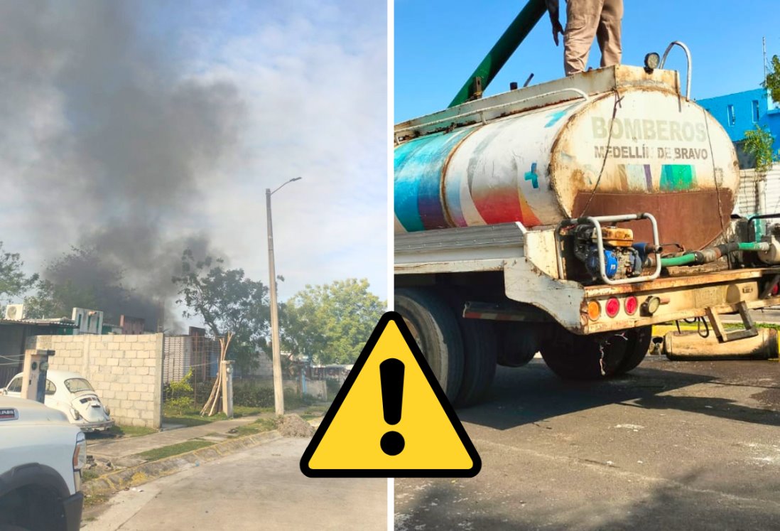 Incendio consume vivienda en Fraccionamiento San Miguel de Medellín de Bravo