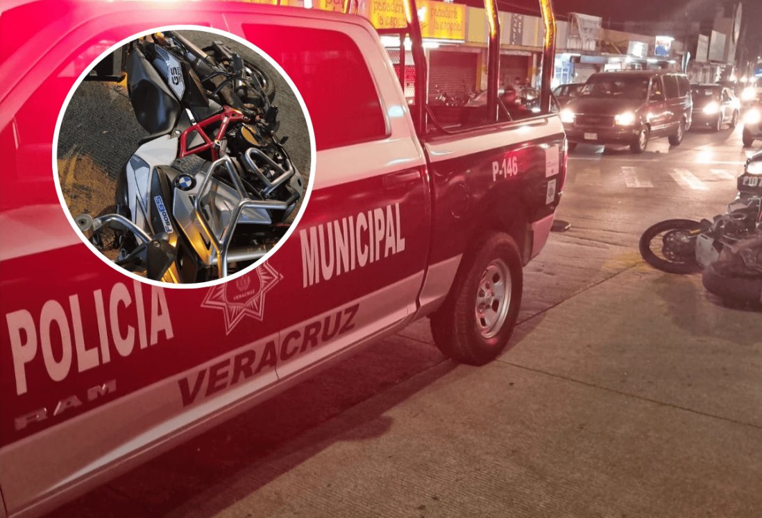 Taxista huye tras atropellar a motociclista en calles de Veracruz