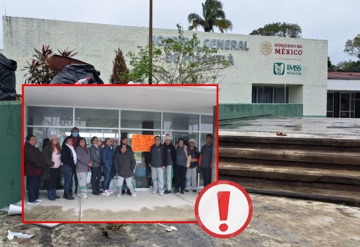Personal de limpieza realiza paro de labores en el Hospital IMSS Bienestar de Misantla