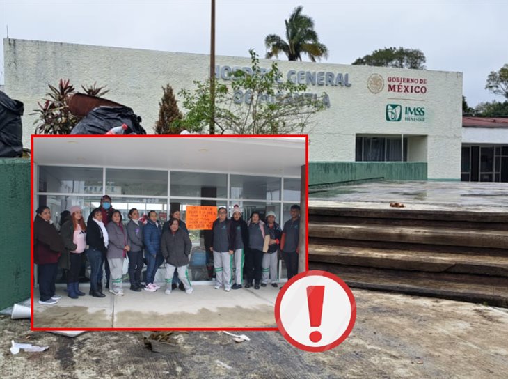 Personal de limpieza realiza paro de labores en el Hospital IMSS Bienestar de Misantla