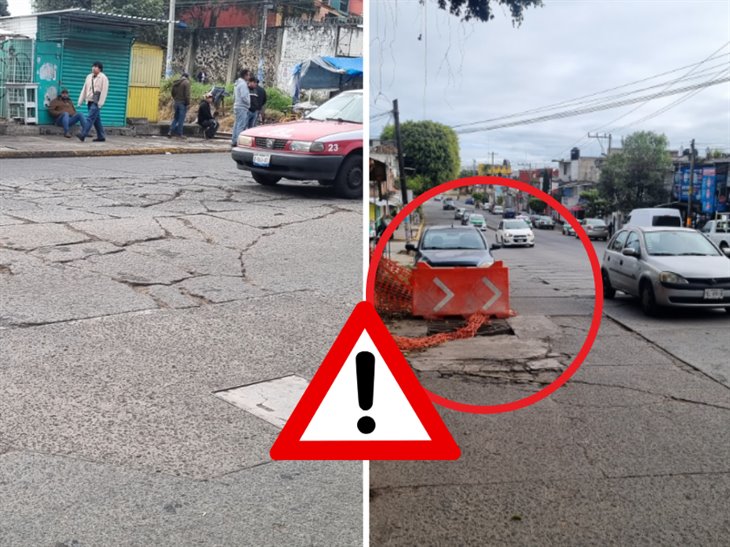 Se cae a pedazos: avenida Chedraui Caram en Xalapa con alcantarilllas y calles en pésimas condiciones