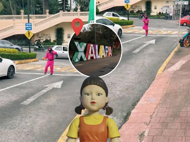 ¿Lo viste?, bailan canción de el juego del calamar en semaforo de Xalapa (+Video)