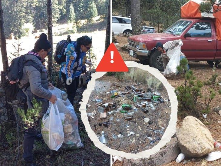 Recolectan hasta 5 toneladas de basura en el Cofre de Perote, tiradas por turistas