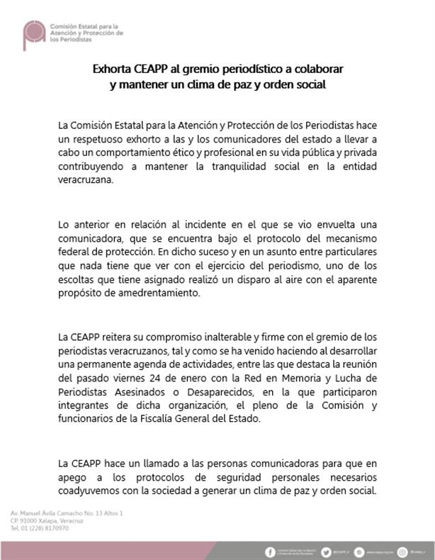 La CEAPP pide que periodistas se comporten; comunicado causa polémica entre el gremio