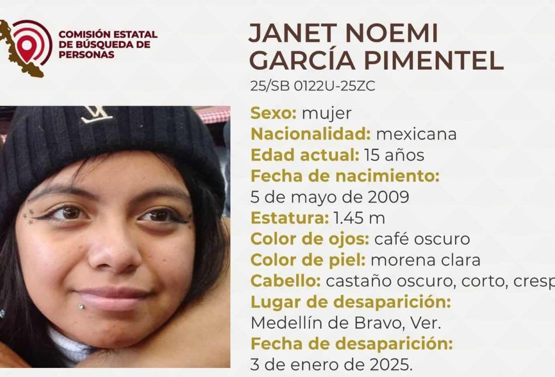 Desaparece la adolescente Janet Noemí García Pimentel en Medellín de Bravo