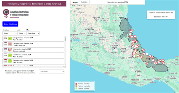 OUVMujeres registró más de 800 desapariciones y 64 feminicidios en Veracruz en 2024