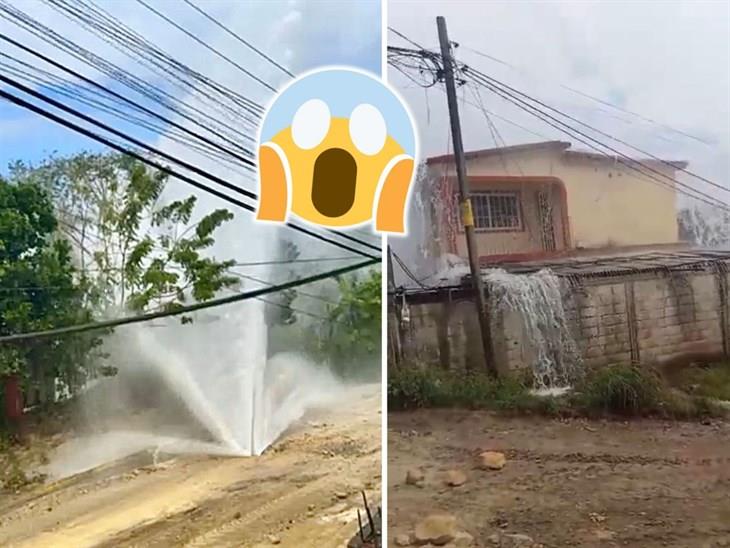 Enorme fuga de agua alarma a vecinos en Tuxpan, ¿cómo pasó?