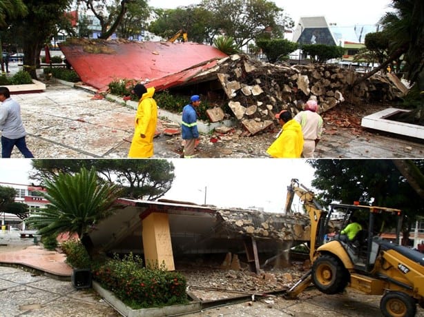 Así luce el parque Independencia tras demolición del kiosco en Coatzacoalcos | FOTOS