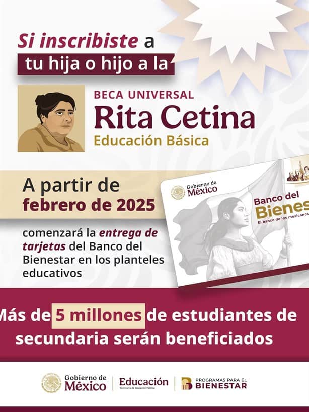 Beca Rita Cetina: ¿quiénes reciben primero el pago de febrero?