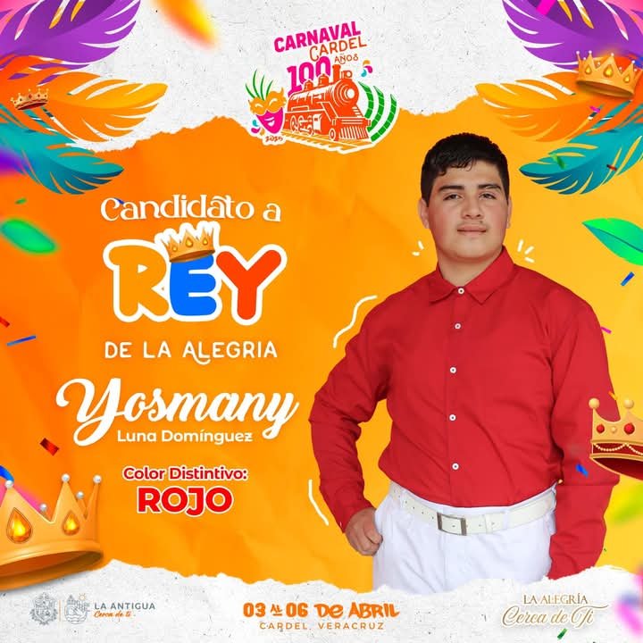 Carnaval de Cardel 2025: Yosmany Luna, primer candidato a Rey de la Alegría