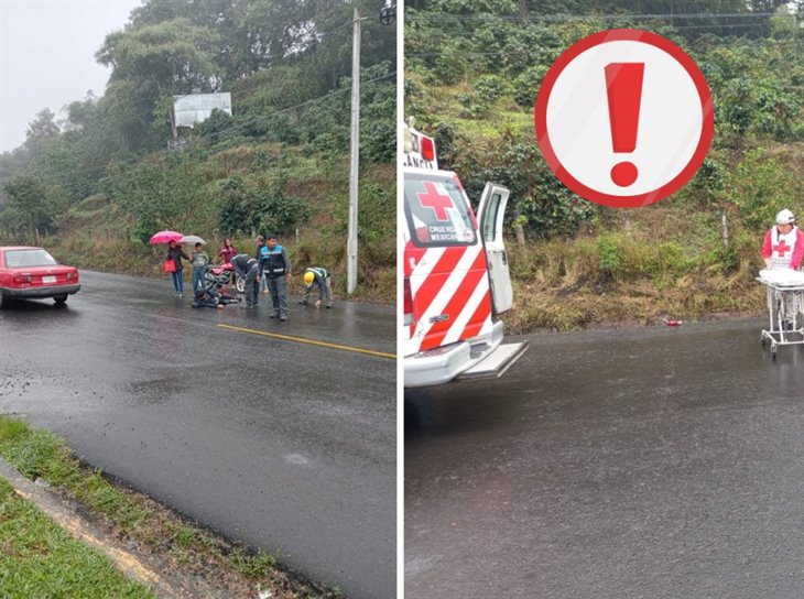 Joven motociclista sufre accidente en la carretera Huatusco-Conejos