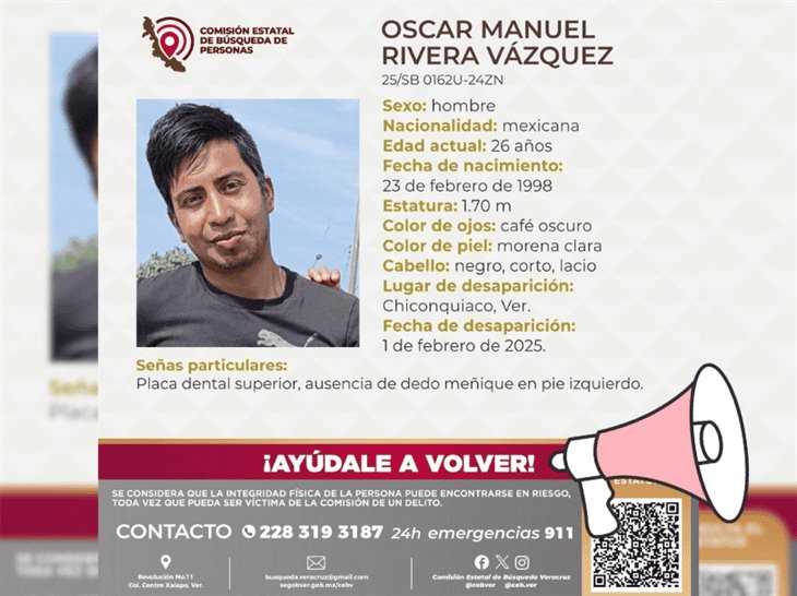 Se busca: Óscar Manuel está desaparecido en Chiconquiaco