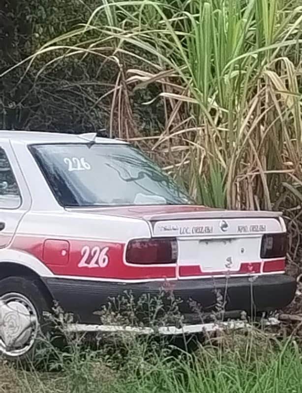 ¿Cómo llegó ahí? Descubren taxi abandonado entre cañales de Paso del Macho