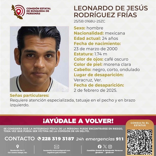 Desaparece el joven Leonardo de Jesús Rodríguez en la ciudad de Veracruz